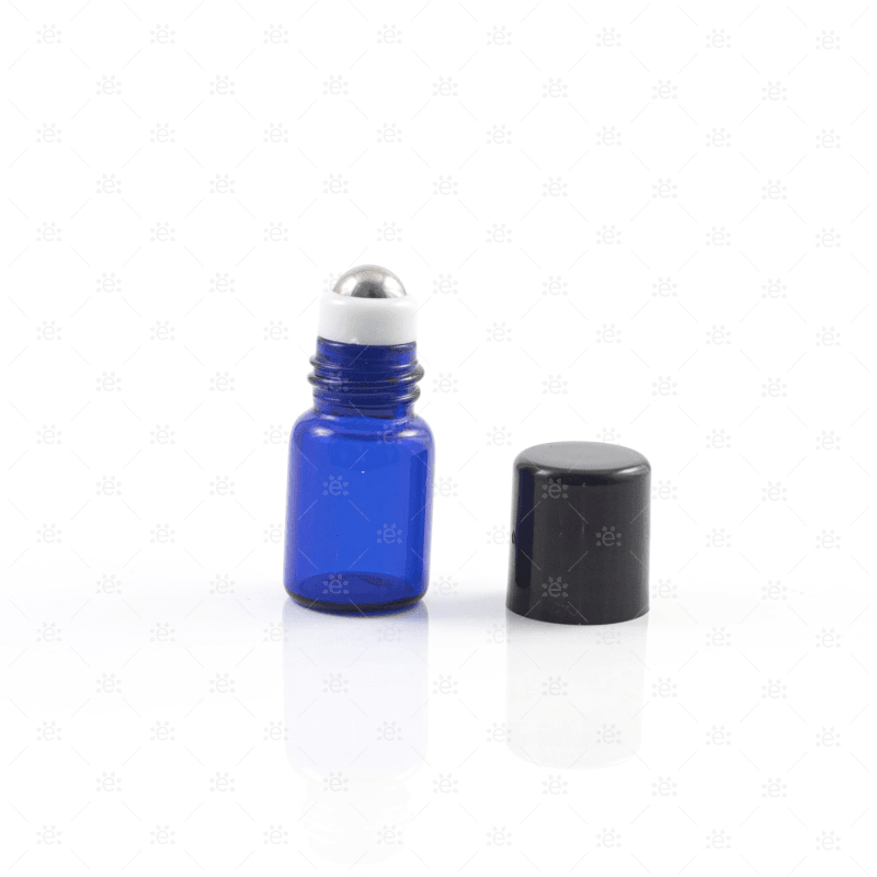 5/8 (2Ml) Dram Blue Roller Bottles With Stainless Steel Rollers (5 Pack) Glass Bottle