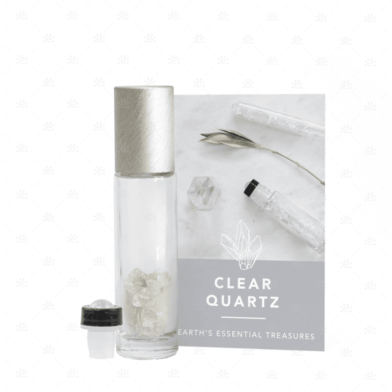 Clear Quartz Gemstone Roller Bottle Set Glass